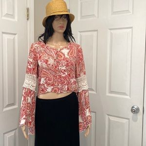 Kendall + Kylie Cropped Paisley Blouse